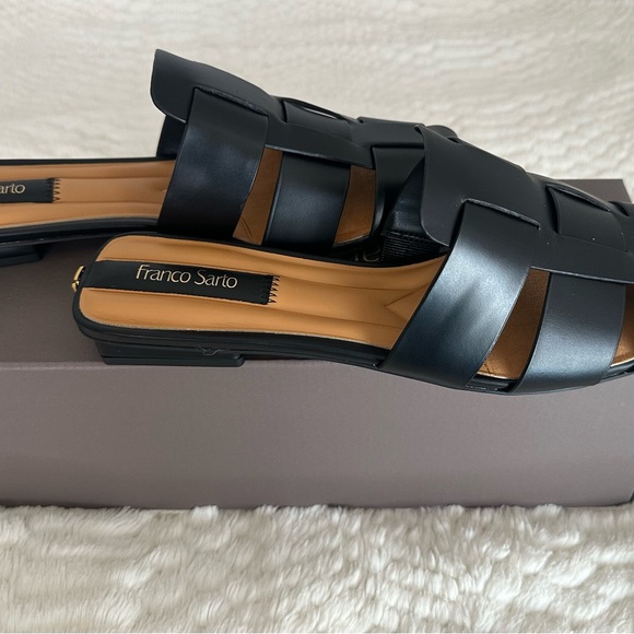 Franco Sarto Black Mules Modern Minimalist Design - Picture 2 of 5